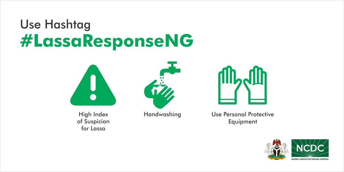 NCDCgov's tweet photo. @Fmohnigeria @IsaacFAdewole @Chikwe_I @WHONigeria @alemuw1 @EbolaAlert @followlasg @AkinwunmiAmbode @LUTHofficial @akinolaboade Medical personnel are advised to practise universal care precautions at all times while handling patients
#LassaFever https://t.co/64C6PNmglW