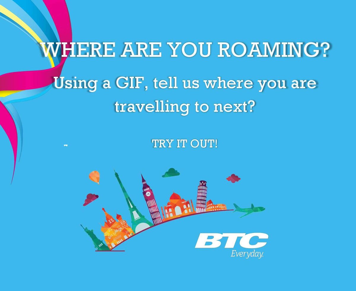 BTC242's tweet photo. It's #WanderlustWednesday! Use a GIF to tell us where you are travelling to next.

#LimitlessSummer #RoamLikeYoureHome #BTCTravel https://t.co/LUriEXiSRk