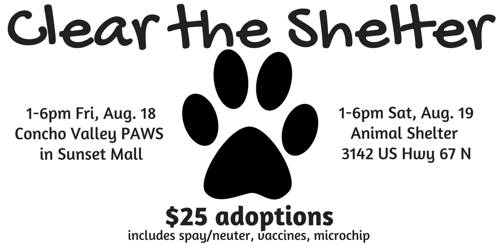 Cats are cool pets. And #SanAngelo's Clear the Shelter event Aug. 18-19 is the purrfect opportunity to adopt one. bit.ly/2uAin1F