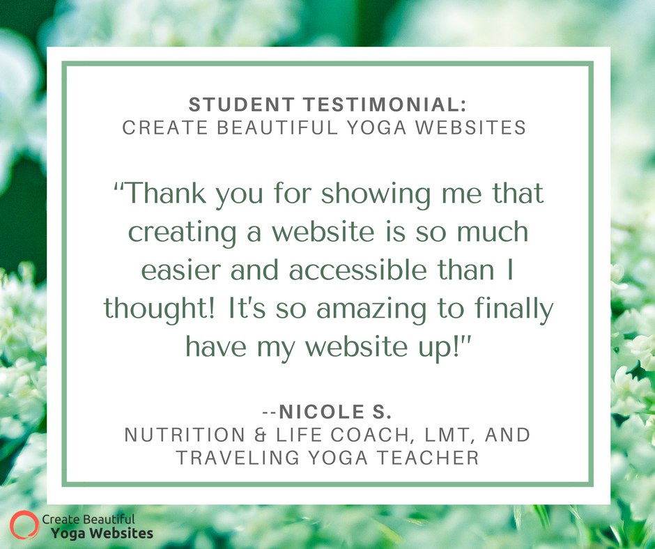 Nicole finally got her Yoga Website online with the help of our step-by-step program: Create Beautiful Yoga Websites bit.ly/CBYW2017