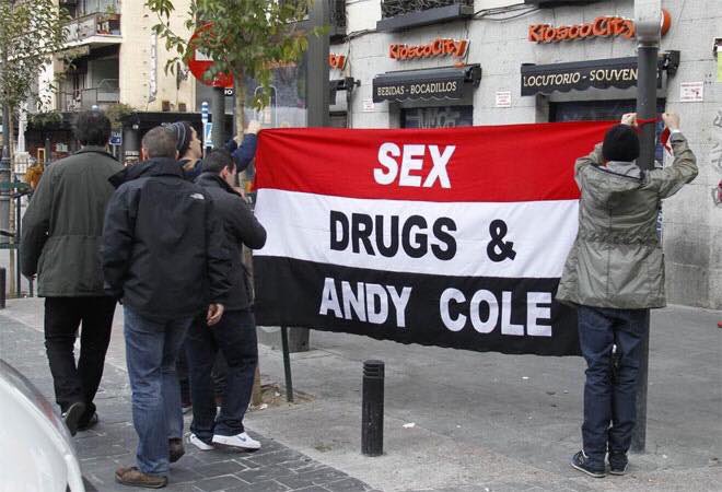Sex, drugs and Andy Cole 

#MUFC flag in Skopje
