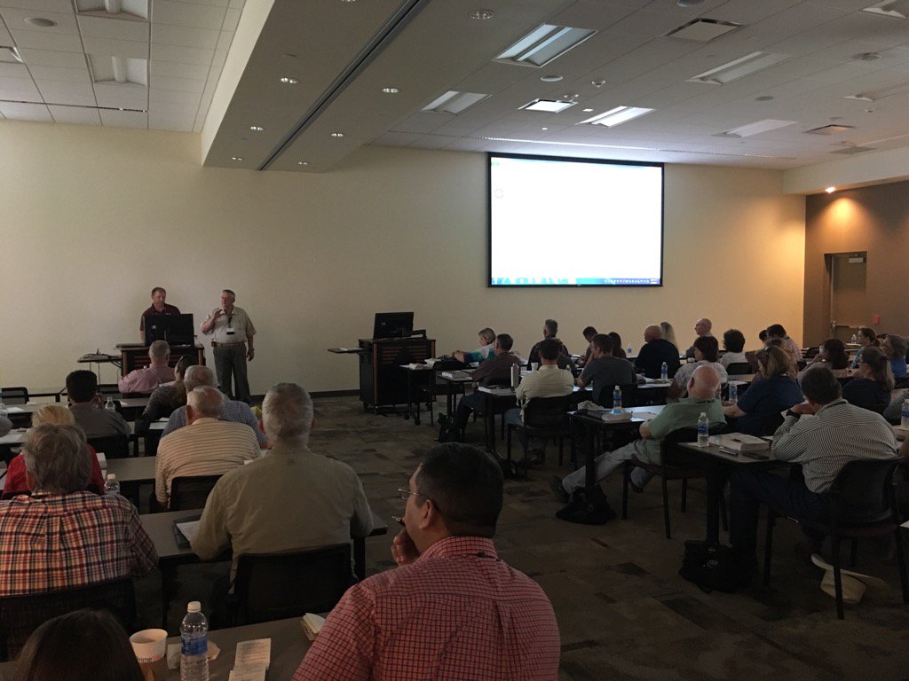 <a href="/AgEcoEXT/">Texas A&M Extension Agricultural Economics</a> Mac Young and Greg Kaase discussing decision aids at Beef Cattle Short Course. #BCSC2017