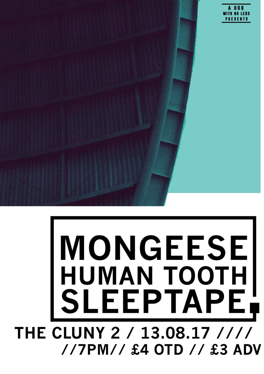 TWO GIGS!
Friday 11th in Hartlepool with <a href="/futurehorizons/">FUTURE HORIZONS</a> and <a href="/GUFRAGUFRA/">GUFRA</a> 
Sunday 13th at @thecluny 2 with @HumanTooth and <a href="/SLEEPTAPEUK/">SLEEPTAPE</a> 
COME