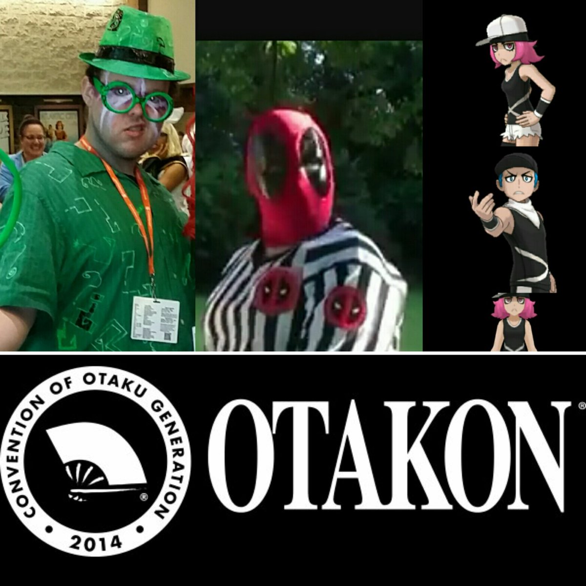 ASC_JKenn's tweet photo. Never done this before, but here's my @Otakon lineup! #otakon2017 #otakon #Riddler #Deadpool #Refpool #AlolanPunk #TeamSkull #OtakonDC https://t.co/aCA9x5zDgw