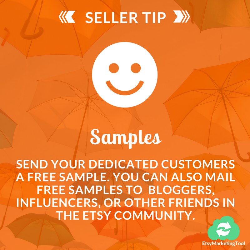 etsymktgtool's tweet image. Provide your dedicated customers a small #free sample with their order every now and then as a surprise! #etsyseller #shophack #etsytip
