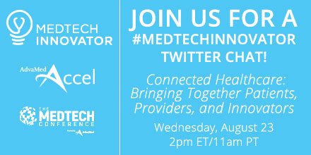 MedTechAwards's tweet image. The next #MedTechInnovator chat is on connected healthcare and how it unites stakeholders throughout the medical continuum. Join in on 8/23!