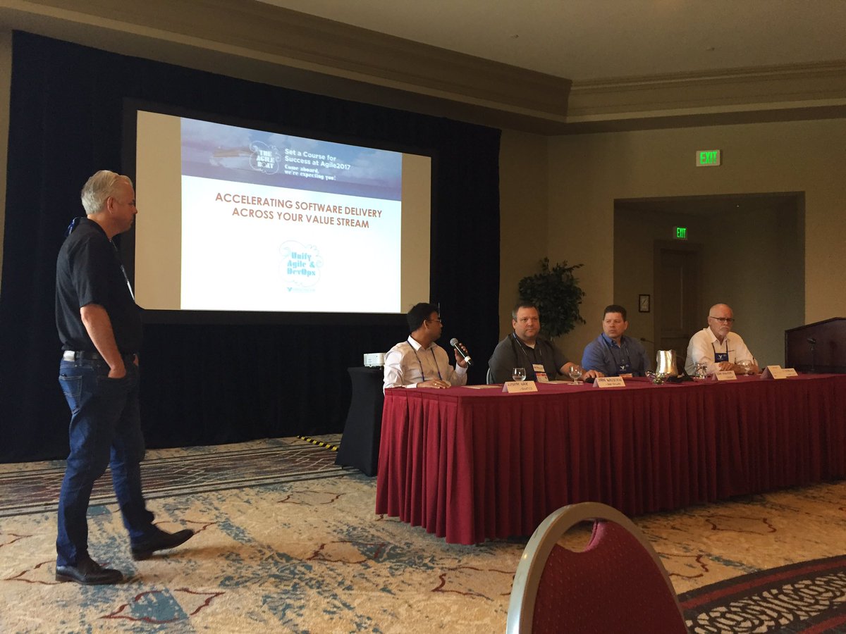 thedevopsguru's tweet photo. Hearing from customers, partners and experts on their thoughts related to Accelerating Software Delivery Across The Value Stream @versionone https://t.co/7fdkzouZmp