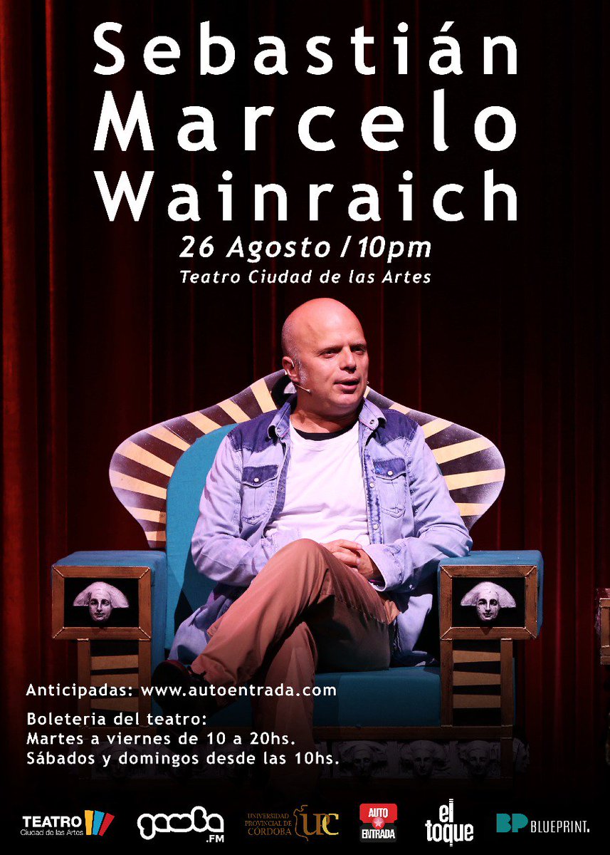 Se viene!!! Especial de comedia de NETFLIX de <a href="/sebawainraichok/">Sebastián Wainraich</a> en <a href="/ciudadelasartes/">Ciudad de las Artes</a>, con telonera de luxe @Daliagutmann #Córdoba #Argentina