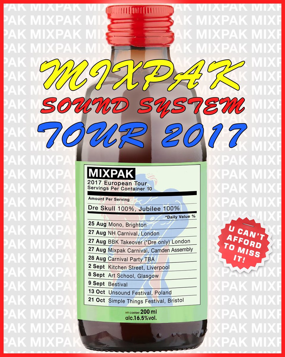 MIXPAK SOUND SYSTEM 
TOUR DATES 💥💥💥

<a href="/dreskull/">Dre Skull</a> &amp; <a href="/JubileeDJ/">DELETE</a> are coming for you 🛫