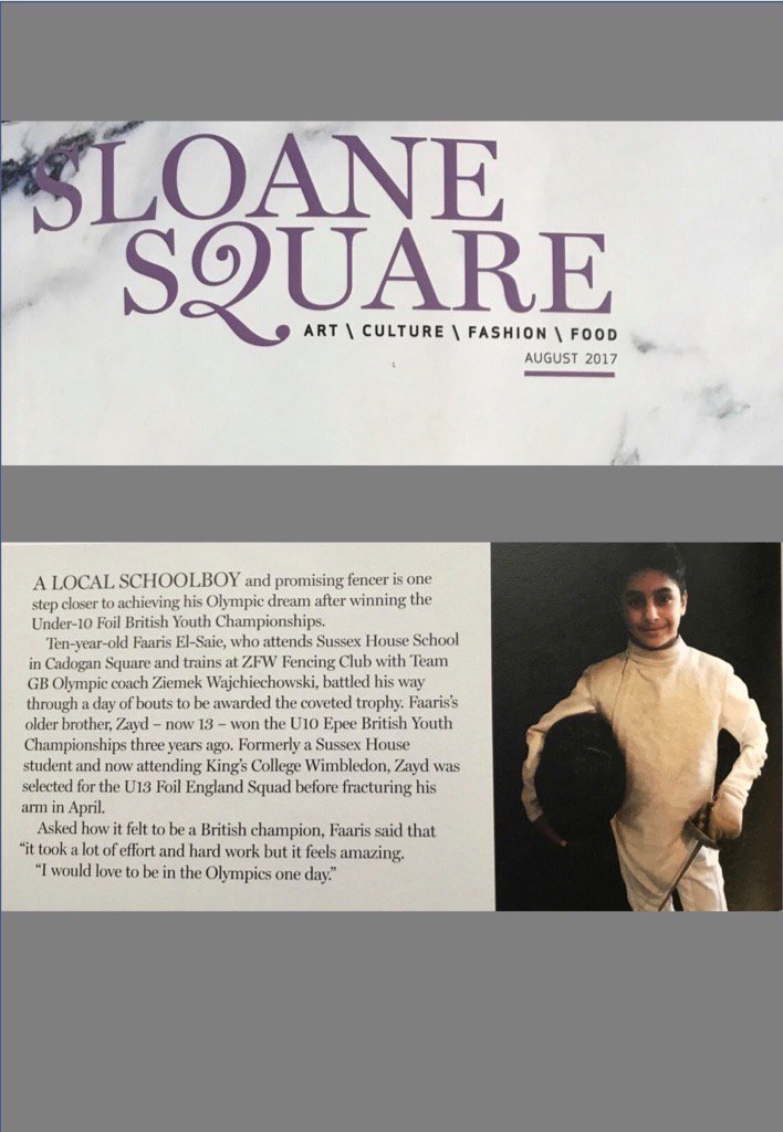 ElSaieFencers's tweet photo. Thankyou @SloaneSquareMag feature #Faaris #Zayd #El-Saie @zfwfencing @KCSWimbledon @britishfencing @leonpaullondon https://t.co/Yhxc1NRayU