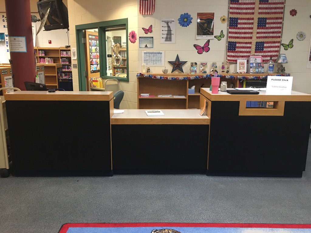 patrice4books's tweet image. First step to updating my dingy circulation desk.  Painted black.  Next bright inspiring words. #libraryspace