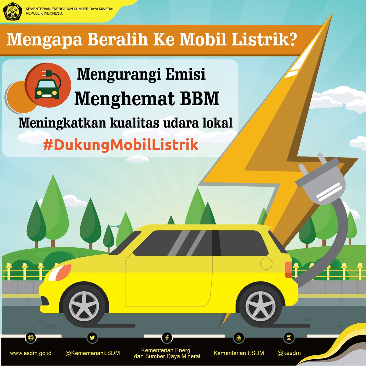 KementerianESDM's tweet photo. Mengapa beralih ke mobil listrik? #DukungMobilListrik https://t.co/pMOp9hGP5E