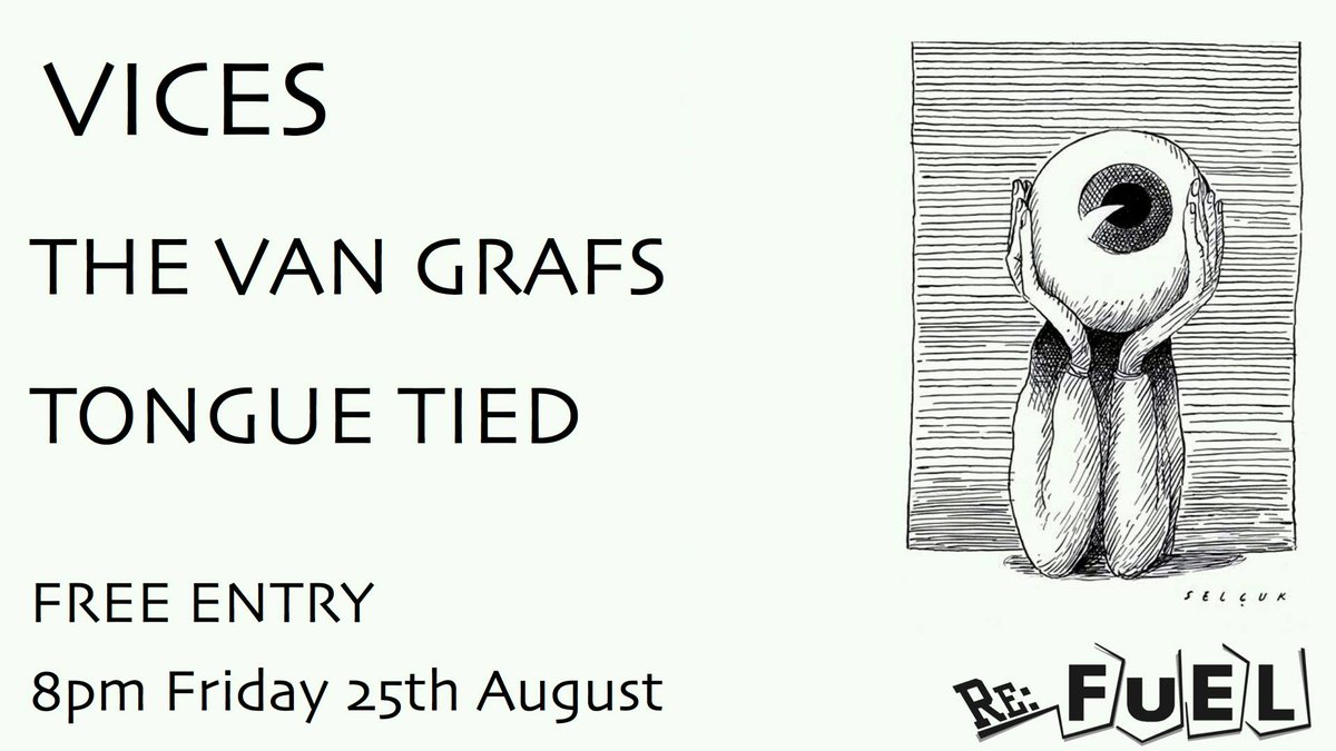 ReFuelDunedin's tweet photo. Coming up Friday night, three awesome Dunedin indie bands #Vices, #TheVanGrafs &amp; #TongueTied! https://t.co/C8jgcr5kQZ