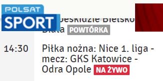 Transmisja meczu GKS Katowice - Odra Opole 