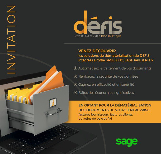 📢 TPE/PME Aquitaine, venez assister à nos 2 JPO sur nos nouvelles solutions de dématérialisations intégrées à #SAGE 
bit.ly/2xePuLj