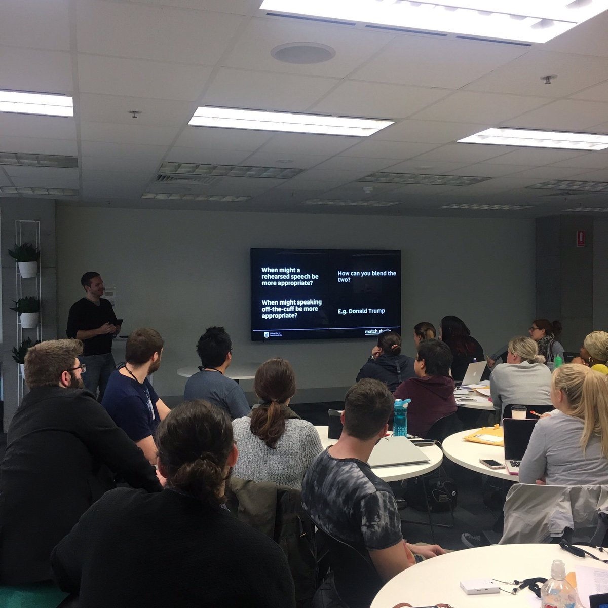matchstudio's tweet photo. Learning the tricks of the trade to nail public speaking every time. #matchstudio #UniSA https://t.co/OtJA5mRxMe
