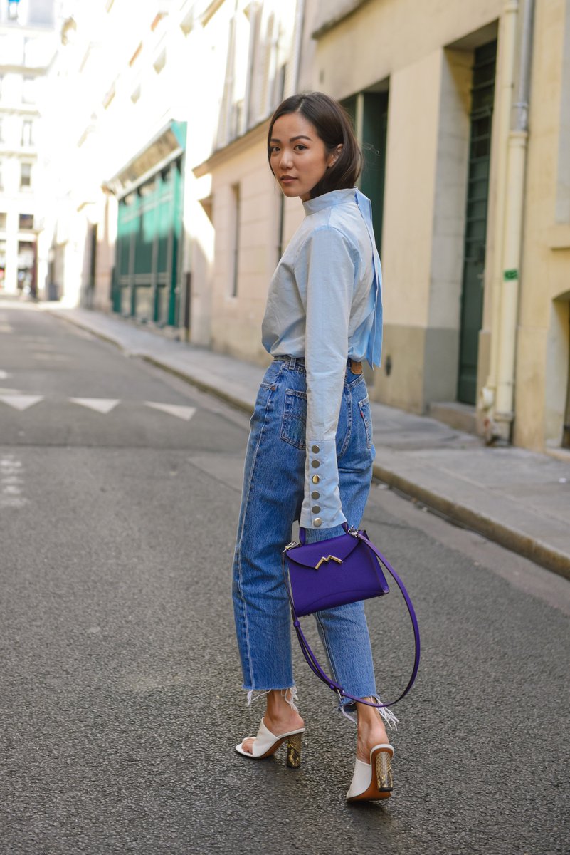 MOYNAT on X: Paris through the lens of Tommy Ton : Yoyo Cao carries a  Gabrielle in Carat calfskin in purple. #Moynat #MoynatGabrielle #YoyoCao  #Paris  / X