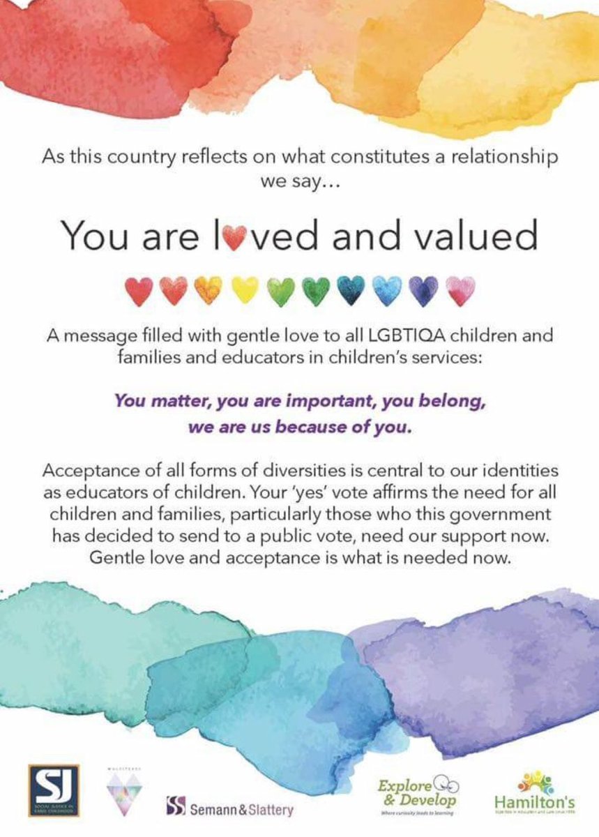 ❤️💛💚💙💜
L   O   O   K   !
❤️💛💚💙💜

Open for a beautiful surprise.

#auspol
#plebiscite
#ozearlyed
#marriageequality