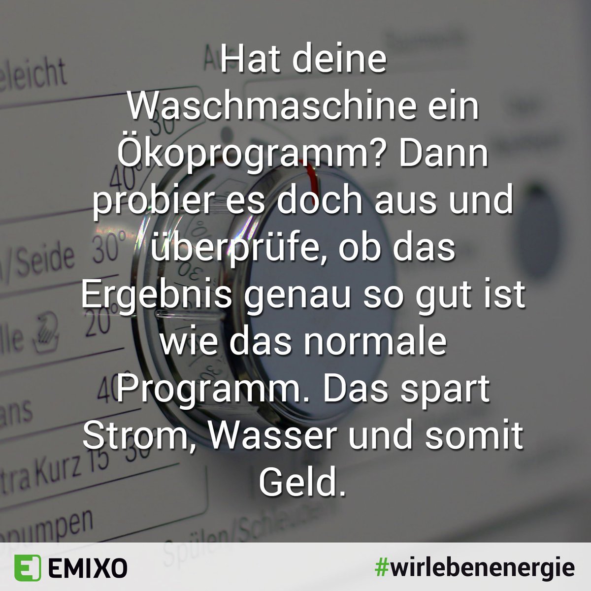 EmixoEnergie's tweet image. Hat deine Waschmaschine ein Ökoprogramm? Dann probier es doch aus.