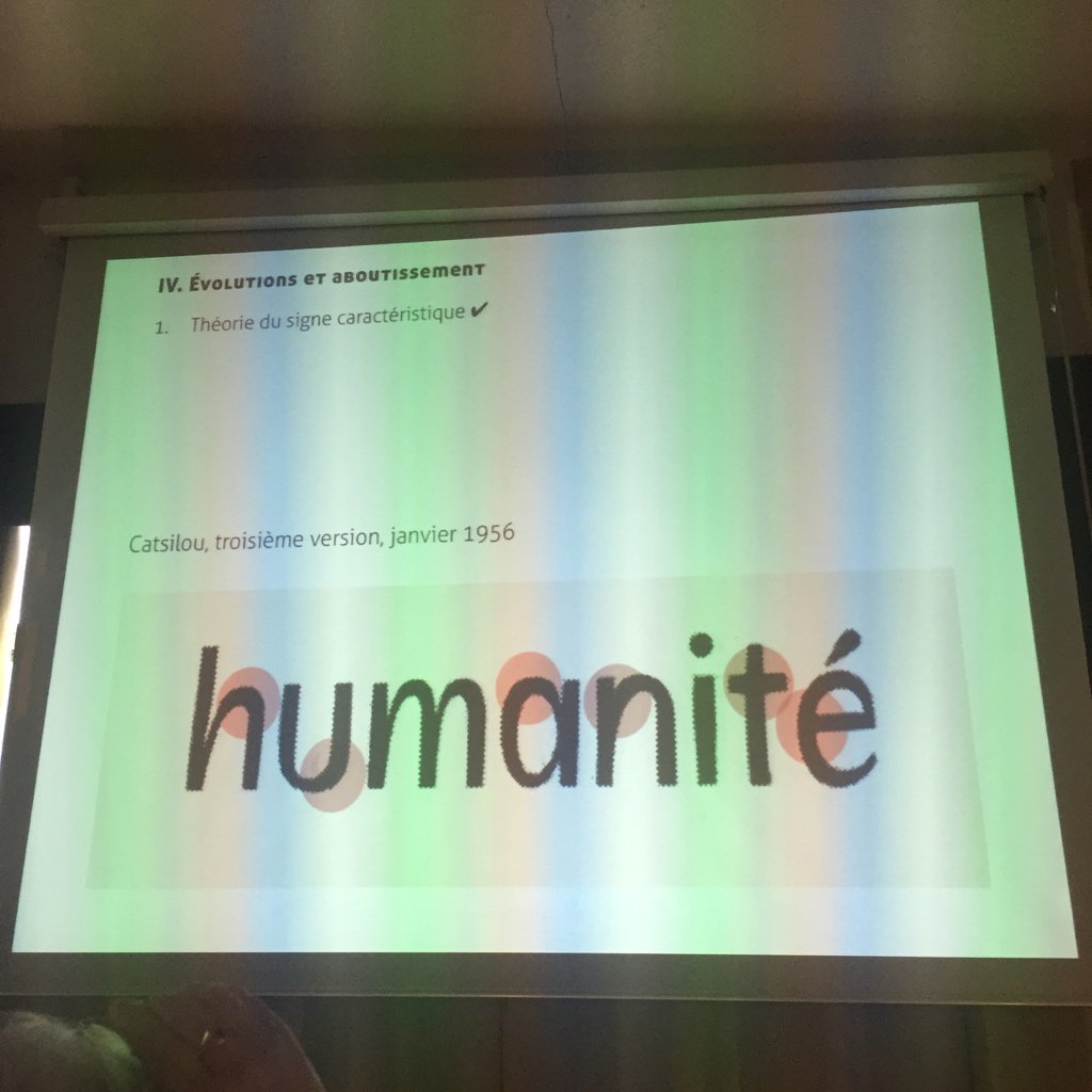 AnthonyMasure's tweet photo. Passionnante mise en perspective de @bruno_bernard à #Lure2017 des théories de #Excoffon partiellement incarnées dans l’Antique Olive https://t.co/RXAwA9X2rc