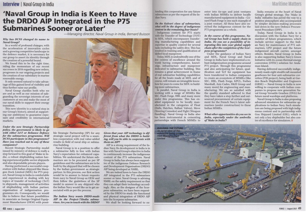 navalgroup_IN's tweet photo. #NavalGroup can offer #submarine of enhanced capabilities synced to #IndianNavy expectations #AIP @MakeinIndia #MSME #SPModel @FORCEmagazine https://t.co/yg1zVaIcfi