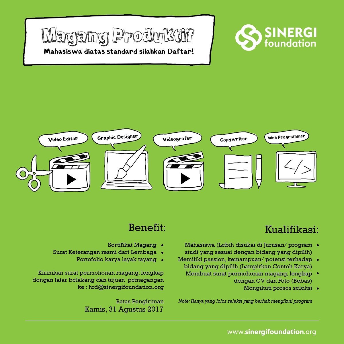 sinergiid's tweet photo. MAGANG PRODUKTIF
Mahasiswa Di Atas Standard Silahkan Daftar

@LokerBdg @LokerDir @LowonganKerjaID https://t.co/ywNjZ5x0EK