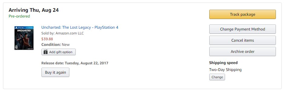 Ovigami's tweet photo. @Naughty_Dog If only @amazon would ship the damn thing already. But noooooo. #LaunchDayDelivery https://t.co/tS40xDora6