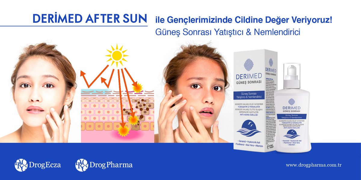 Drogpharma's tweet photo. DERİMED AFTER SUN ile Gençlerimizinde Cildine Değer Veriyoruz! #derimed #after #sun #yatıştırır #onarır #rahatlatır #seramidler#ceramides https://t.co/OZJ1V5yBVF