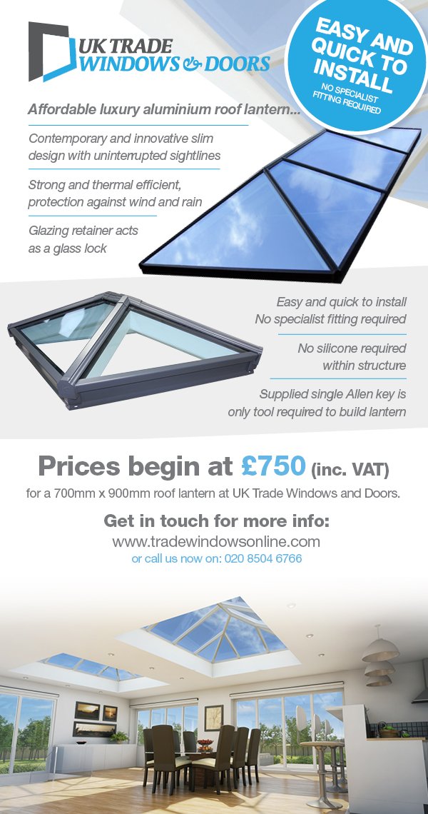 #Roof #lanterns, the ultimate in luxury for any property. No specialist fitting required (beyond regular traders). Sizes from 700mm x 900mm