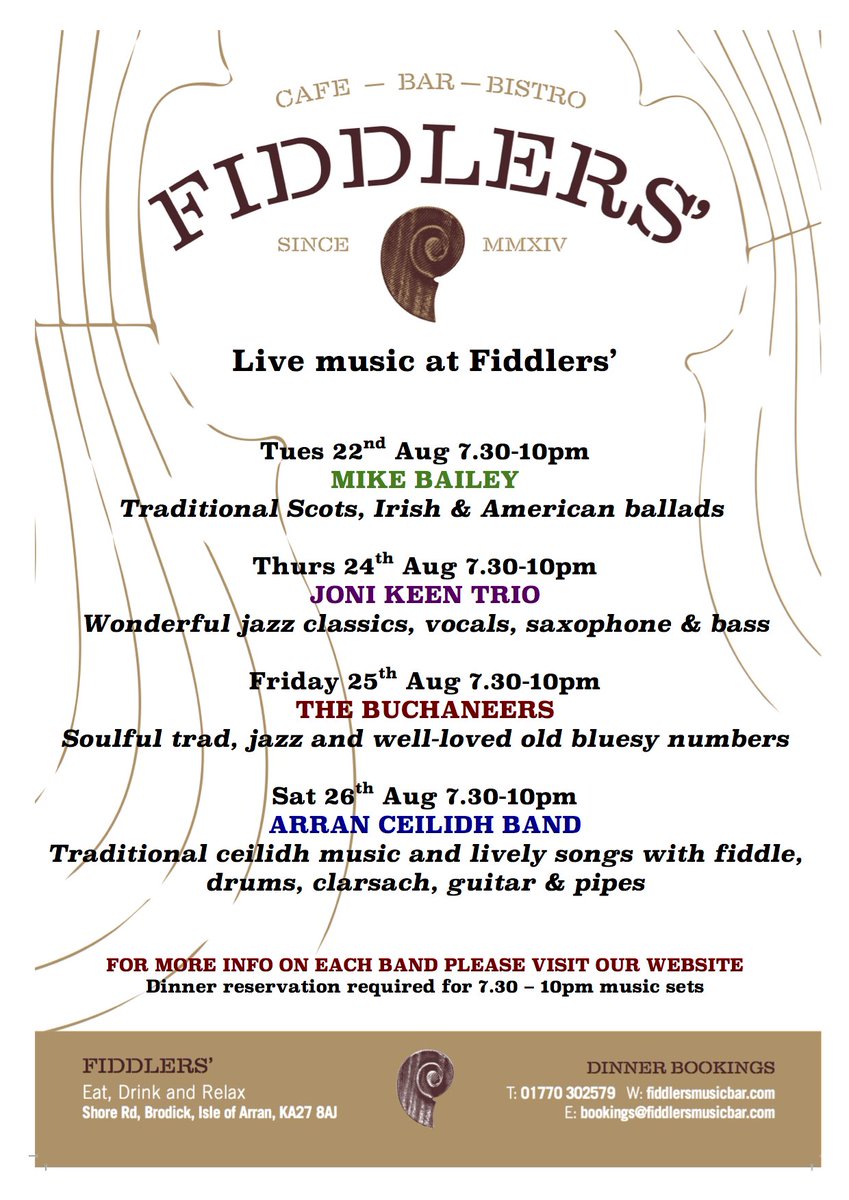 FiddlersBrodick's tweet photo. Come dine with us :) #livemusic #greatfood #wine #draughtbeer #cocktailoftheweek https://t.co/rGd1QRMJCR