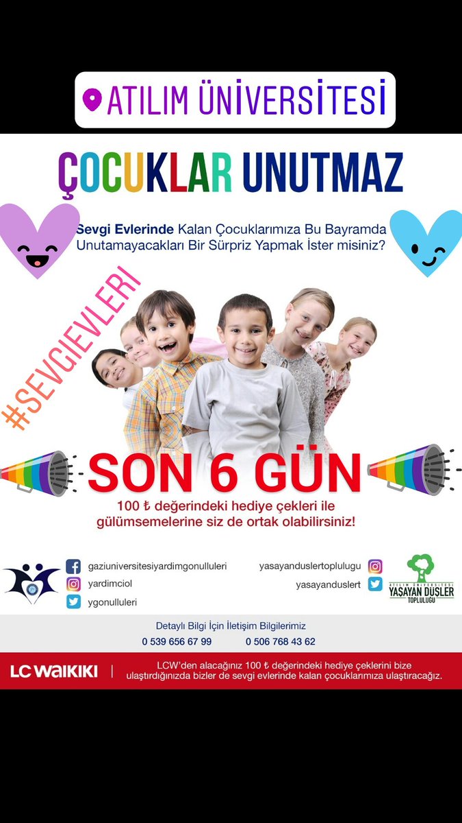YasayanDuslerT's tweet photo. @AtilimUniv #sevgievleri #cocuklarunutmaz #atilimuniversitesi #yardimprojesi https://t.co/aGhaebp1XF