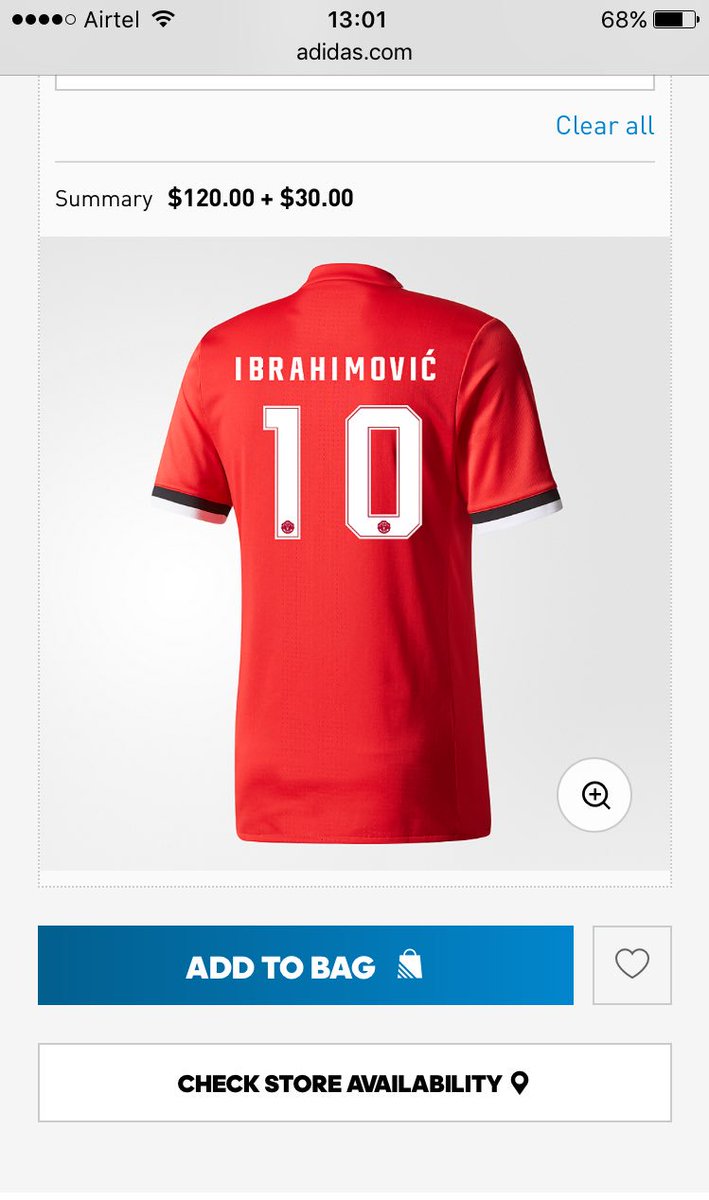 forevruntd's tweet image. On Adidas’ US website, if you want to personalise the shirt, one can select Ibrahimovic name with the number 10.