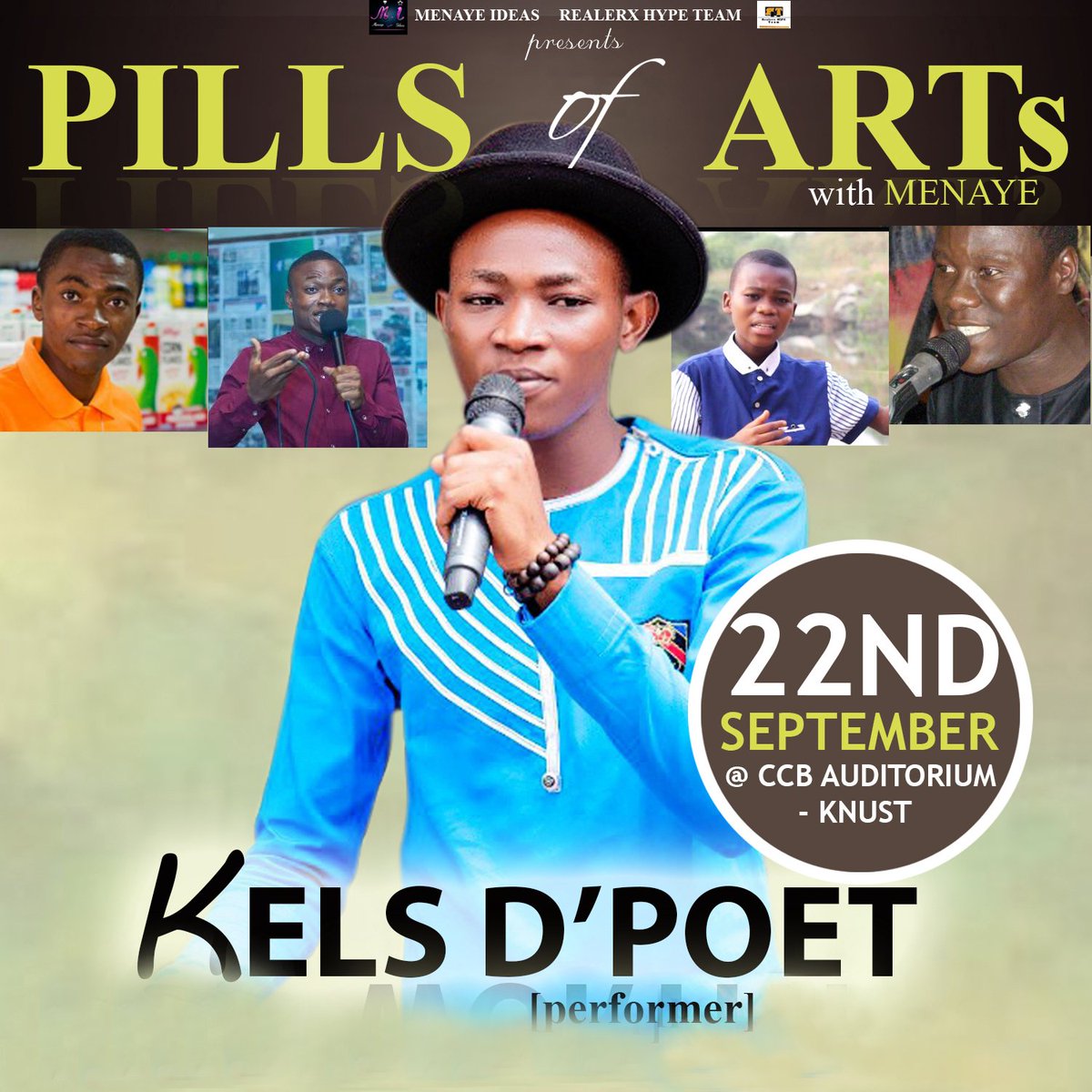 MenayeIdeas's tweet photo. Meet Kels D'poet at the Pills of Arts with Menaye.Be inspired.Poetry and more
#PillsOfArts #Menaye
#Realerxhype
#Oseikrom_Poetry_Revolution https://t.co/Cx5mClRyru