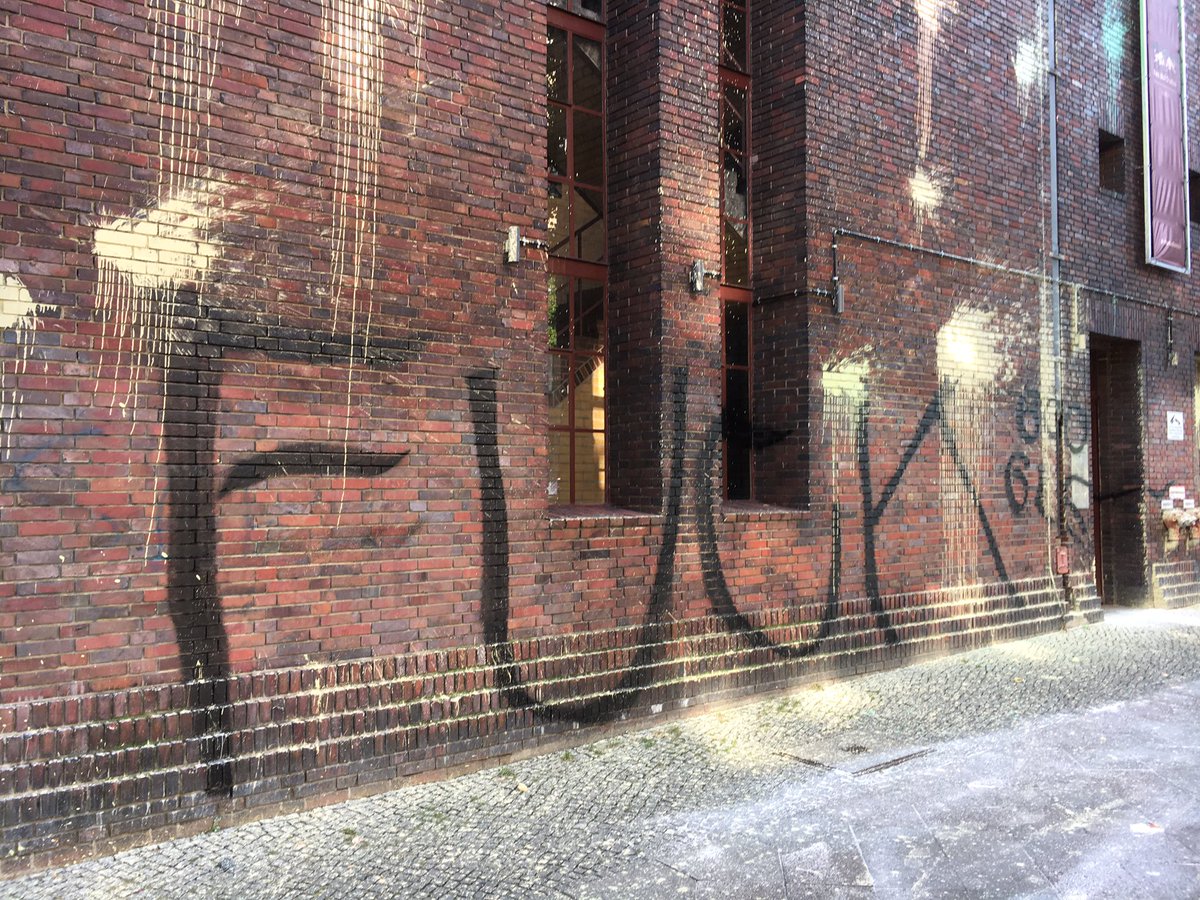 "Fuck Google" graffiti and paint bomb hits on our office space entrance.