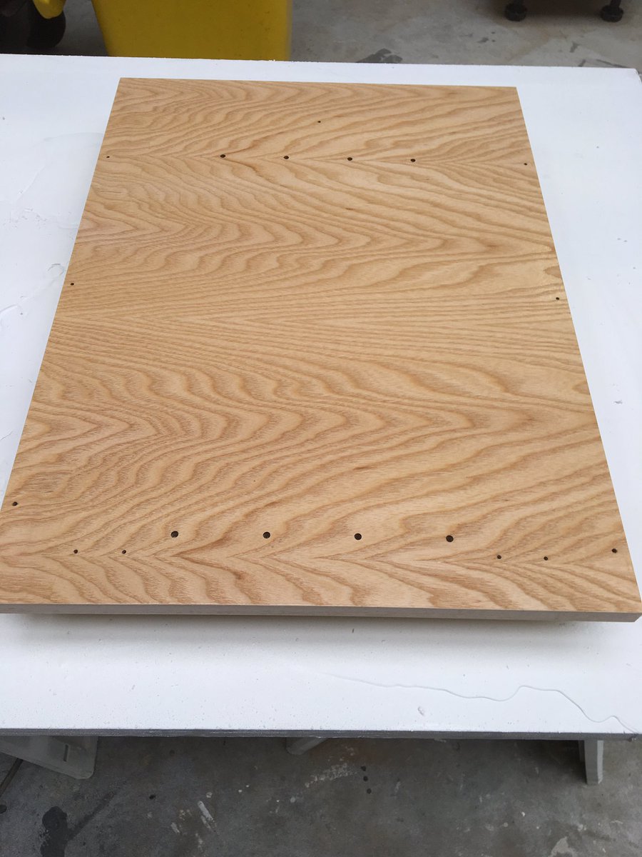 Some lovely ash veneer panels in the workshop going through the finishing process.These are for a bespoke kitchen #interiors #carpentry