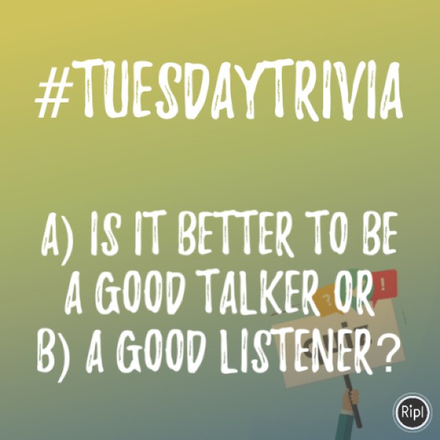 TheLifeMechanic's tweet photo. What say you? Are you better at talking or listening? #TriviaTime #TuesdayTrivia via https://t.co/yPrpVtolSa https://t.co/ovFa7KpydH