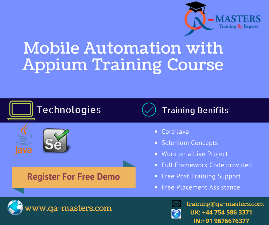 qamasters's tweet image. @qamasters provides #appiumtrainingonline .Register For Free Demo at
qa-masters.com/trainings/mobi…
#appiumseleniumtraining #appiumcourse