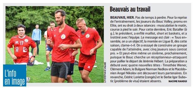 NacimeRAHOUI's tweet photo. Dans Le Parisien du jour -> Objectif Ligue B pour @VolleyBouc ! Avec @bataller_eric. @LNVofficiel @FFvolley @PhilippeVibert #Elite https://t.co/6B8rgsLS9B