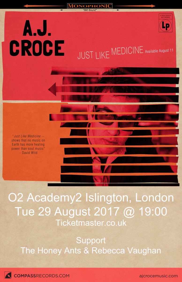 Join us Tuesday 29th August at the @O2Islington opening for <a href="/croceiscroce/">A.J. Croce</a> Tix: academymusicgroup.com/events/888427/… #livemusic #London #americanafest