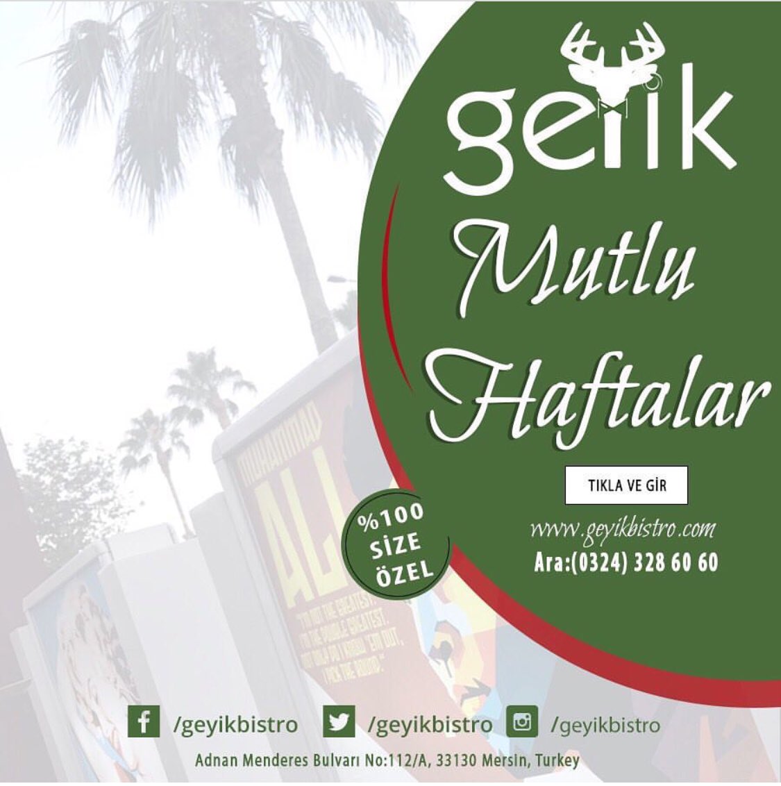 Bir tık ile eşsiz lezzetlerimize göz atabilirsiniz. Yenilenen ara yüzü ile “geyikbistro.com”