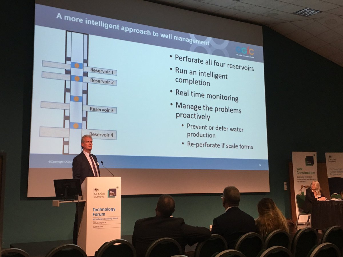 netzero_tc's tweet photo. Ian Phillips @OGICinnov8 discussing the merits and challenges of intelligent completions. @OGAuthority #30thRound #Innovation #Technology https://t.co/5jHV75VQGv