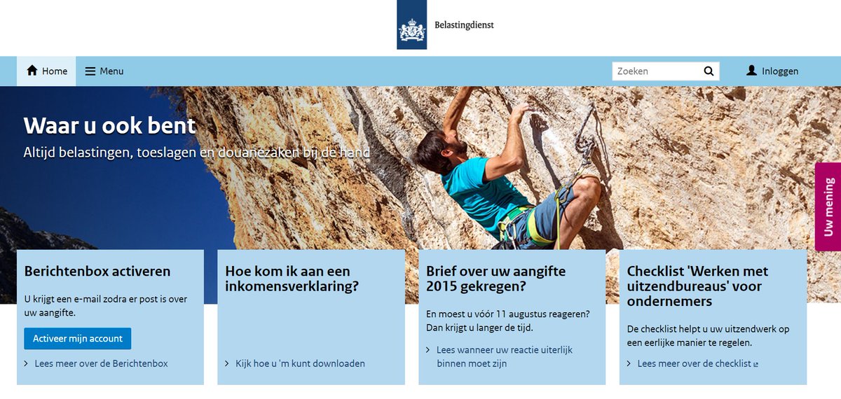 Rombo's tweet photo. De website van de Belastingdienst gaat steeds meer op die van een outdoorwinkel lijken. https://t.co/WaQyzyYC5Z