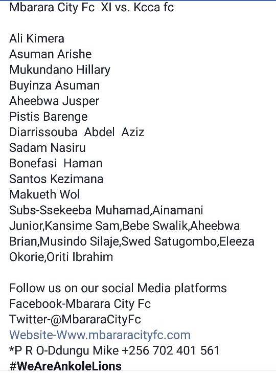 Mbarara City Fc Vs KCCA Fc – Kakyeeka Stadium Mbarara (4:00 p.m)
  Pre-season build up: Wednesday, 23rd August 2017
  Fee-3k