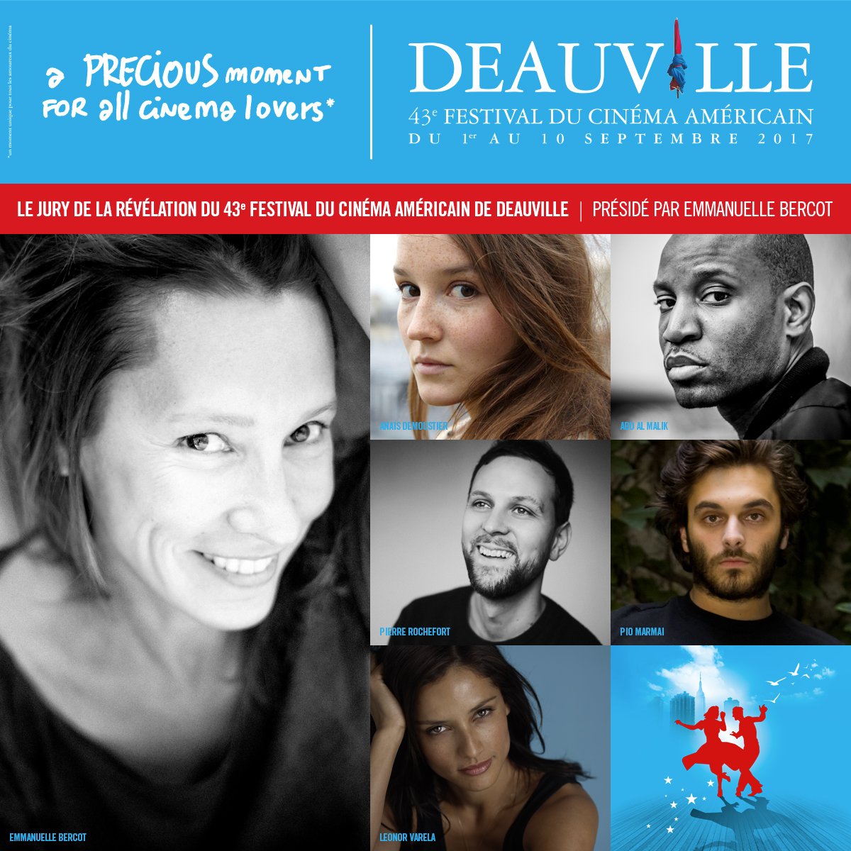 #Deauville2017 Le Jury de la Révélation, présidé par Emmanuelle Bercot <a href="/EmmBercot/">Emmanuelle Bercot</a> <a href="/MarmaiPio/">pio marmai</a> <a href="/leonorvarela15/">Leonor</a>