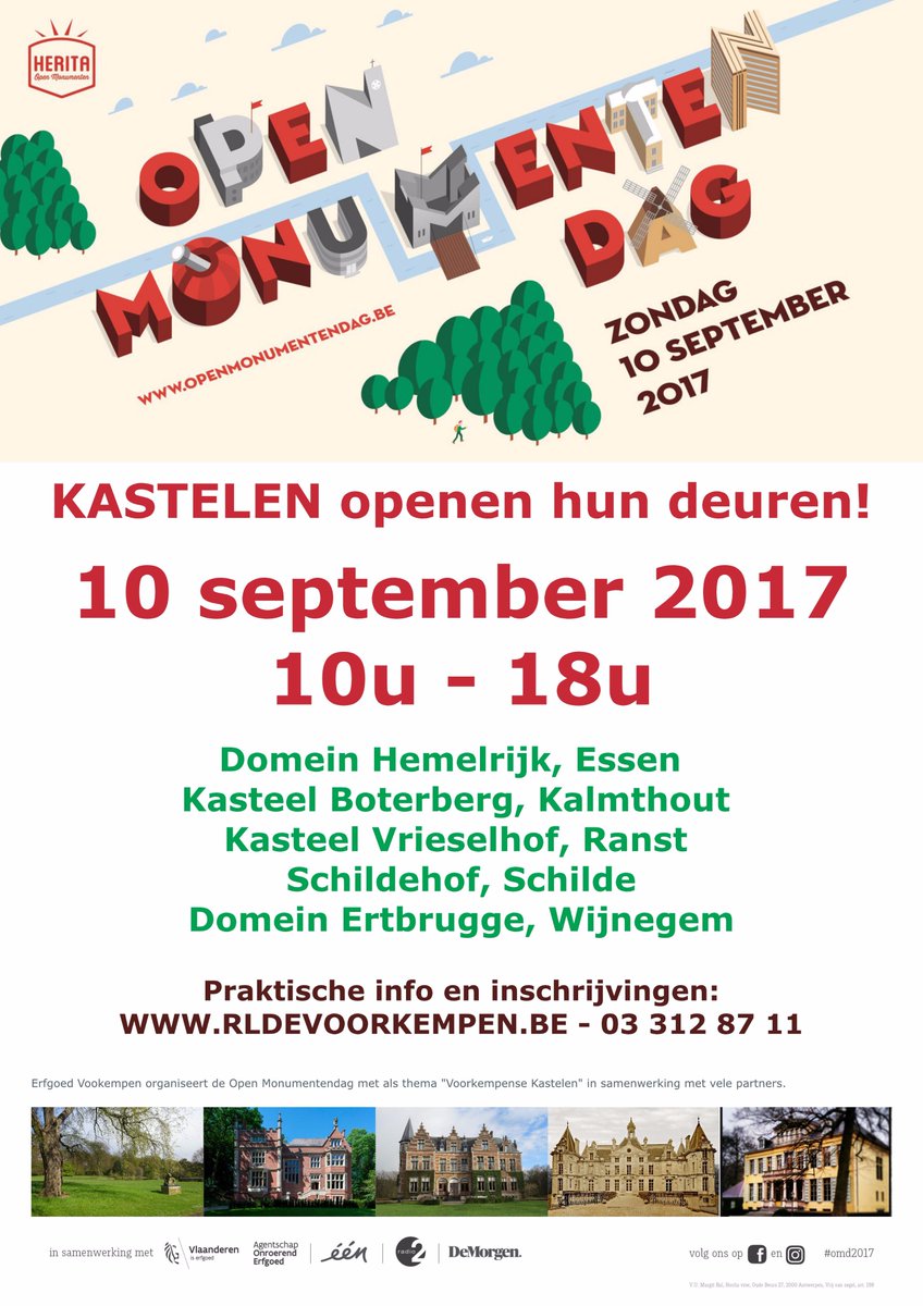 Voorkempense kastelen openen hun deuren! 
Inschrijven via rldevoorkempen.be/agenda/open-mo…  
#Herita #OpenMonumentendag2017 #OMD2017