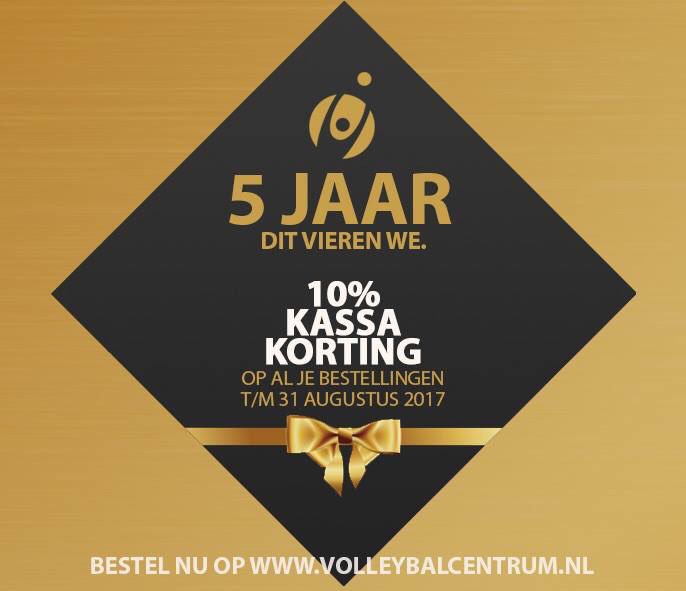 Feest!! Beachvolleybalwinkel.nl / Volleybalcentrum.nl bestaat 5 jaar. Nu 10% extra kassakorting op alle #volleybal #beachvolleybal gear.