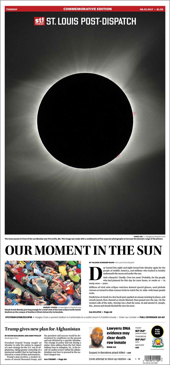 Weatherbird's tweet photo. Our commemorative #STLeclipse edition on sale today!  Find newsstand -> https://t.co/fj7Vm49s4Q https://t.co/SlOyBB9FdE