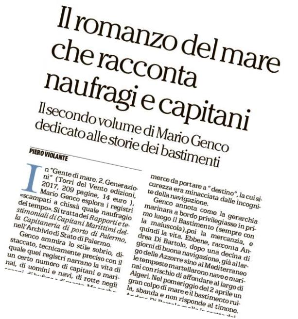 #RECENSIONI 
Il #romanzo del mare di Mario Genco e l'esordio narrativo di Patrizia Gariffo
#oggiinedicola su <a href="/rep_palermo/">Repubblica Palermo</a>