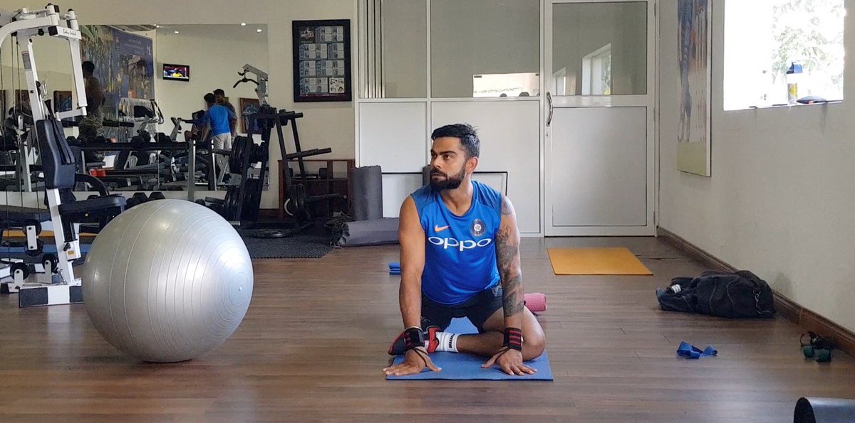 BCCI's tweet photo. MUST WATCH: What goes into the making of captain @imVkohli's well sculpt body? Find out here: https://t.co/xfZGE4Iyge #TeamIndia https://t.co/2RgxxwOAr8