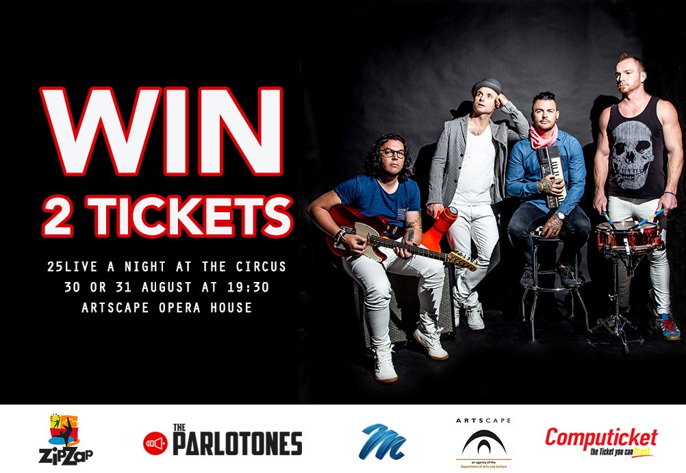 zipzapcircus's tweet photo. FOR CHANCE TO #WIN25LIVE FREE TICKET: RT &amp; LIKE  @parlotones @zipzapcircus @MNet @ArtscapeTheatre @blendeventlife @Dishfood https://t.co/glJRAaAIRQ